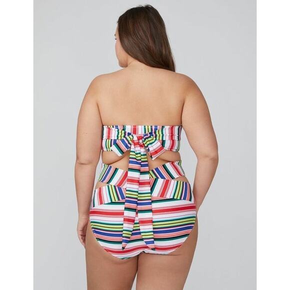 Swim Cacique Lane Bryant Plus Size Convertible Striped Bikini Top - Size 46DD - Picture 2 of 7
